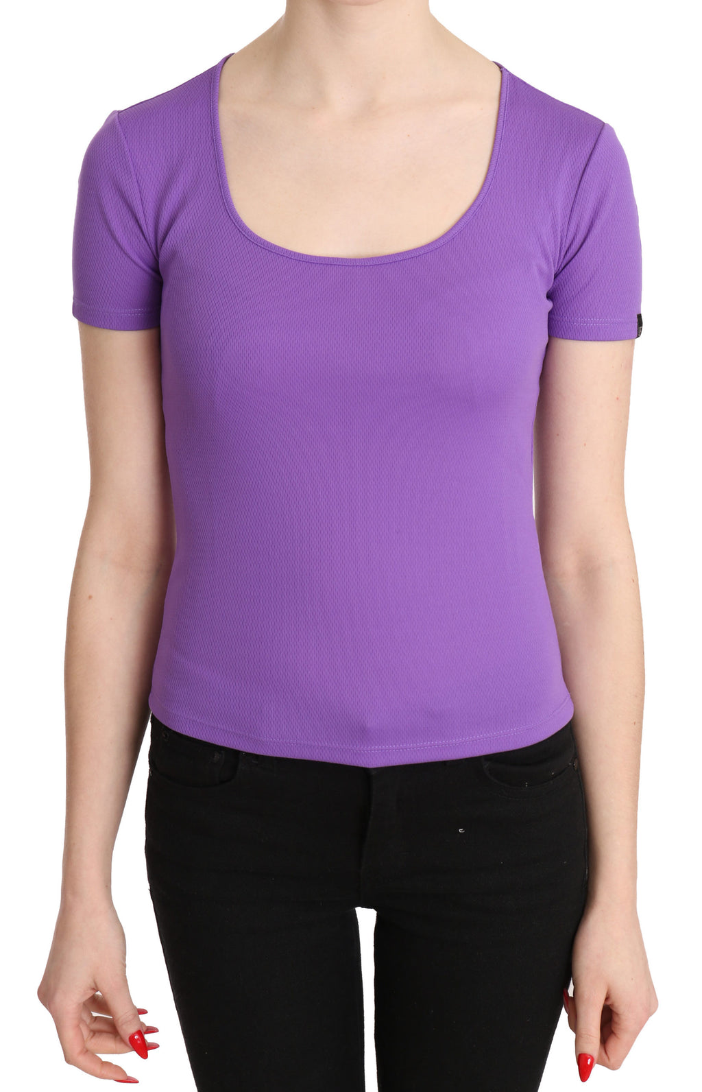 Purple 100% Polyester Short Sleeve Top  Blouse