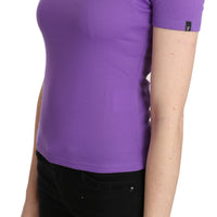 Purple 100% Polyester Short Sleeve Top  Blouse