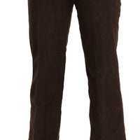 Brown Suede High Waist Straight Dress Trouser Pants