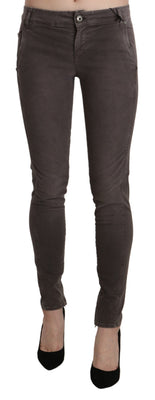 Brown Low Waist Skinny Slim Trouser Cotton Jeans