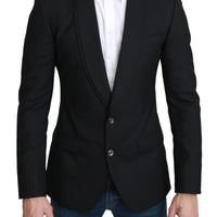 Black Single Breasted Formal Wool Blazer