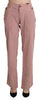 Pink High Waist Straight Cotton Trouser Pants