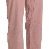 Pink High Waist Straight Cotton Trouser Pants