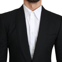 Black Single Breasted Formal Wool Blazer