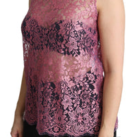 Pink Floral Taormina Lace Top Blouse