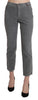 Gray Cropped Cotton Stretch Trouser Pants