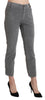 Gray Cropped Cotton Stretch Trouser Pants