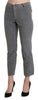 Gray Cropped Cotton Stretch Trouser Pants