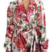 White Floral Sleepwear Blouse Top Robe