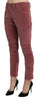 Red Mid Waist Skinny Cotton Pants