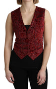 Bordeaux Brocade Waistcoat Vest Cotton Top