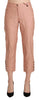 Cotton Pink High Waist Cropped Trouser Pants