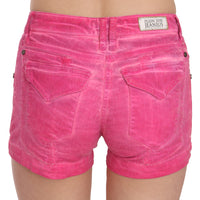 Pink Mid Waist Cotton Denim Mini Shorts