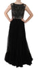 Black Leather A-line Maxi Gown Flare Dress