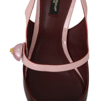 Pink Bordeaux Heels Slingback Leather Shoes