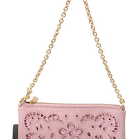 Pink Cutout Shoulder Mini Cross Body Leather Purse