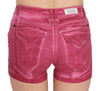 Pink Mid Waist Cotton Mini Denim Shorts