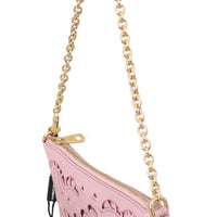 Pink Cutout Shoulder Mini Cross Body Leather Purse