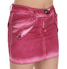 Pink Cotton Stretch Casual Mini Skirt