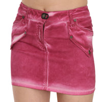 Pink Cotton Stretch Casual Mini Skirt