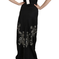 Black Sequined Flare Ball Gown Dress