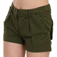 Green Mid Waist 100% Cotton Mini Shorts