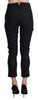 Black High Waist Capri Cropped Cotton Pants