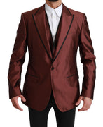 Bordeaux Silk Jacket Vest 2 Piece Blazer