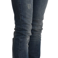 Blue Washed Mid Waist Skinny Denim Jeans