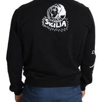 Black Sicily Photo Print Pullover Sweater