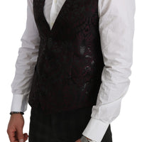 Black Bordeaux Jacquard Floral Slim Fit Blazer