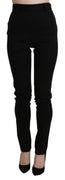 Black High Waist Skinny Trouser Cotton Pants