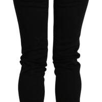 Black High Waist Skinny Trouser Cotton Pants