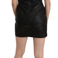 Black Leather Studded Mini Shift Dress