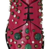 Pink Leather Crystals Dress Broque Shoes