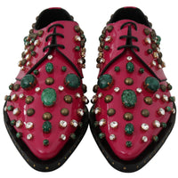 Pink Leather Crystals Dress Broque Shoes