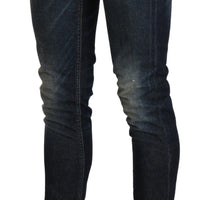 Blue Washed Low Waist Skinny Cropped Denim Pant