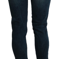 Blue Washed Low Waist Skinny Denim Jeans