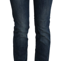 Blue Washed Low Waist Skinny Denim Slim Trouser