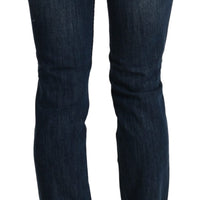 Blue Washed Low Waist Skinny Denim Slim Trouser