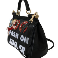 Black Fashion Sinner Patch Shoulder Borse Sicily Purse Bag