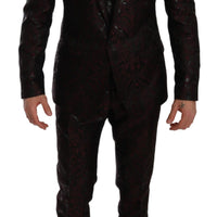 Maroon Brocade 3 Piece Formal MARTINI Suit