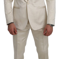 Beige Crème 3 Piece SICILIA Shawl Wool Suit