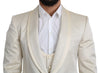 Beige Crème 3 Piece SICILIA Shawl Wool Suit