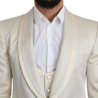 Beige Crème 3 Piece SICILIA Shawl Wool Suit