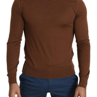 Brown 100% Cashmere Crewneck Pullover Sweater