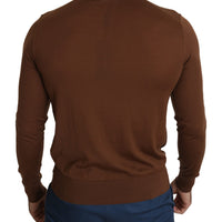 Brown 100% Cashmere Crewneck Pullover Sweater