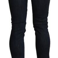 Blue Washed Low Waist Skinny Denim Slim Trouser