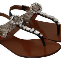 Leather Ayers Crystal Sandals Flip Flops Shoes