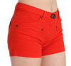 Orange Mid Waist Cotton Denim Mini